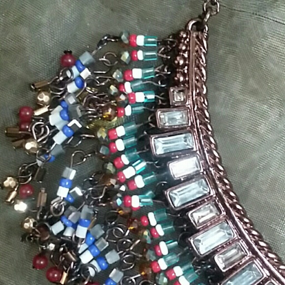 EXPRESS STONE RUST CUBIC BIB FASHION BEAD NECKLACE - Picture 5 of 6